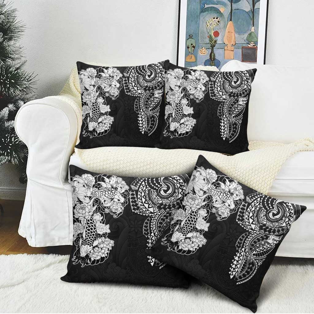 Japanese Irezumi and Hawaiian Polynesian Art Tattoo Pillow Cover Black Color - Wonder Print Shop
