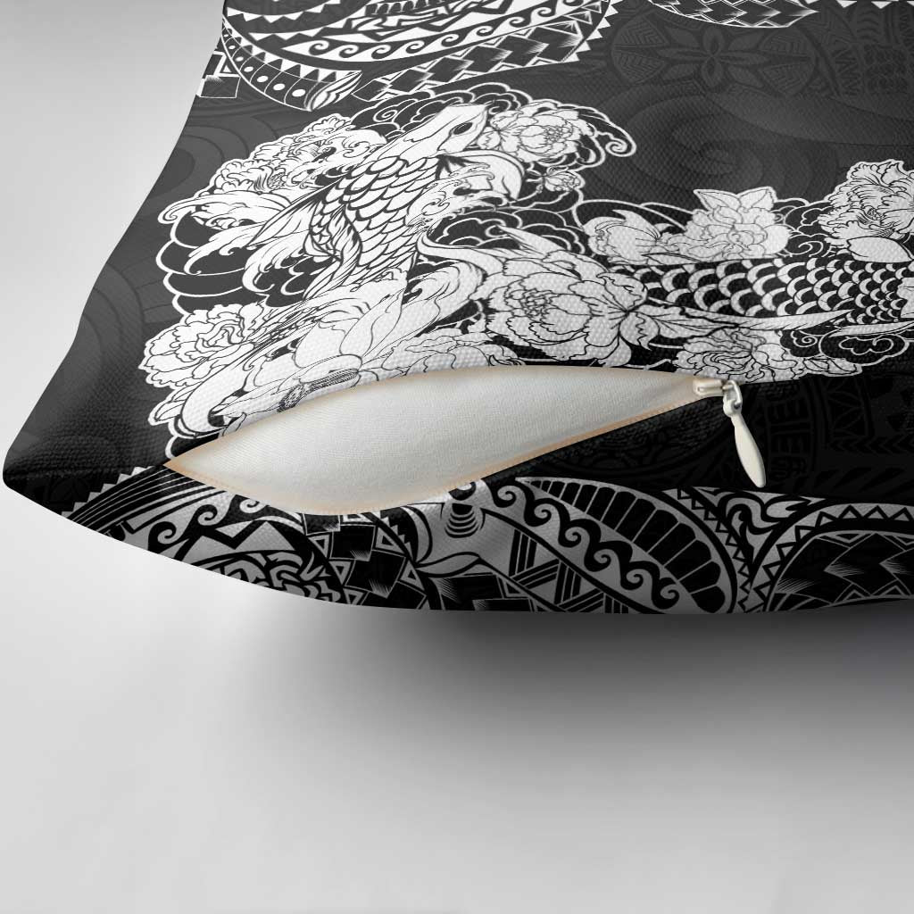 Japanese Irezumi and Hawaiian Polynesian Art Tattoo Pillow Cover Black Color - Wonder Print Shop