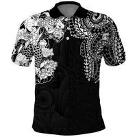Japanese Irezumi and Hawaiian Polynesian Art Tattoo Polo Shirt Black Color - Wonder Print Shop
