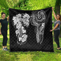 Japanese Irezumi and Hawaiian Polynesian Art Tattoo Quilt Black Color - Wonder Print Shop