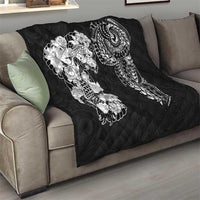 Japanese Irezumi and Hawaiian Polynesian Art Tattoo Quilt Black Color - Wonder Print Shop