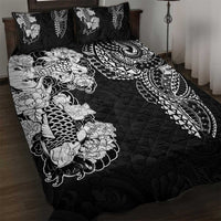 Japanese Irezumi and Hawaiian Polynesian Art Tattoo Quilt Bed Set Black Color - Wonder Print Shop
