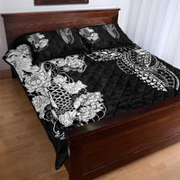Japanese Irezumi and Hawaiian Polynesian Art Tattoo Quilt Bed Set Black Color - Wonder Print Shop