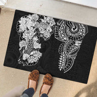 Japanese Irezumi and Hawaiian Polynesian Art Tattoo Rubber Doormat Black Color - Wonder Print Shop