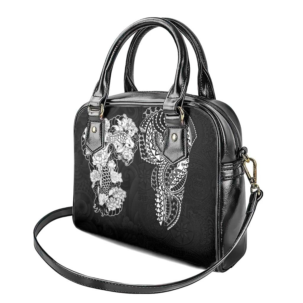 Japanese Irezumi and Hawaiian Polynesian Art Tattoo Shoulder Handbag Black Color - Wonder Print Shop