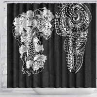 Japanese Irezumi and Hawaiian Polynesian Art Tattoo Shower Curtain Black Color - Wonder Print Shop