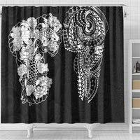 Japanese Irezumi and Hawaiian Polynesian Art Tattoo Shower Curtain Black Color - Wonder Print Shop