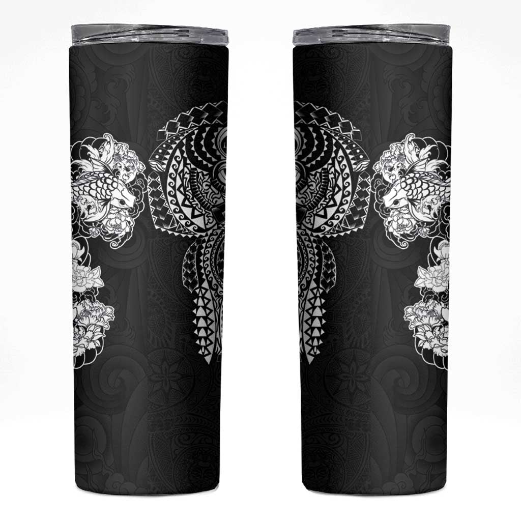 Japanese Irezumi and Hawaiian Polynesian Art Tattoo Skinny Tumbler Black Color - Wonder Print Shop