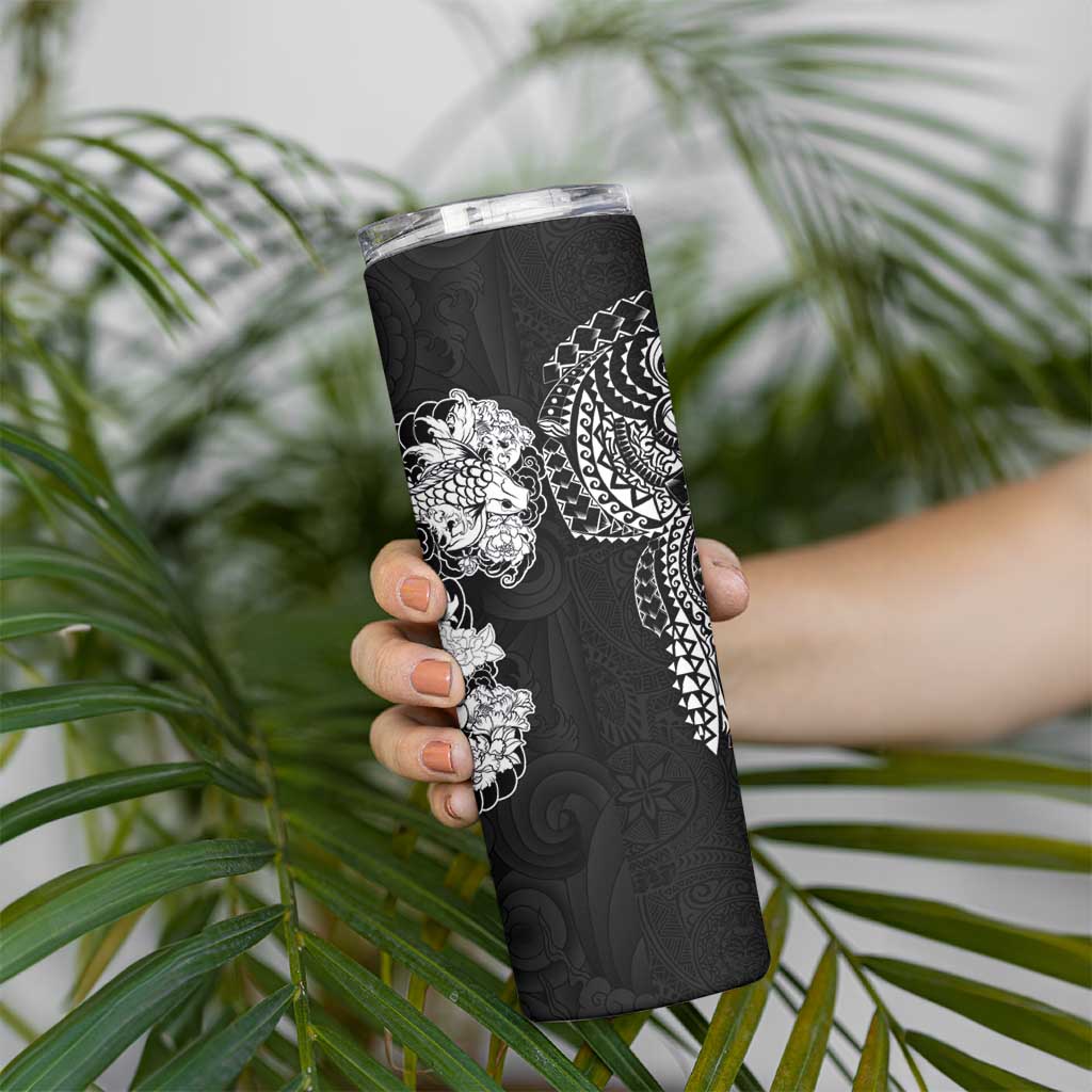 Japanese Irezumi and Hawaiian Polynesian Art Tattoo Skinny Tumbler Black Color - Wonder Print Shop
