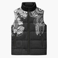 Japanese Irezumi and Hawaiian Polynesian Art Tattoo Sleeveless Puffer Jacket Black Color - Wonder Print Shop