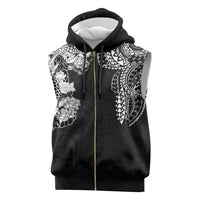 Japanese Irezumi and Hawaiian Polynesian Art Tattoo Sleeveless Zip Hoodie Black Color - Wonder Print Shop