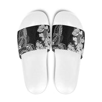 Japanese Irezumi and Hawaiian Polynesian Art Tattoo Slide Sandals Black Color - Wonder Print Shop