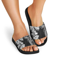 Japanese Irezumi and Hawaiian Polynesian Art Tattoo Slide Sandals Black Color - Wonder Print Shop