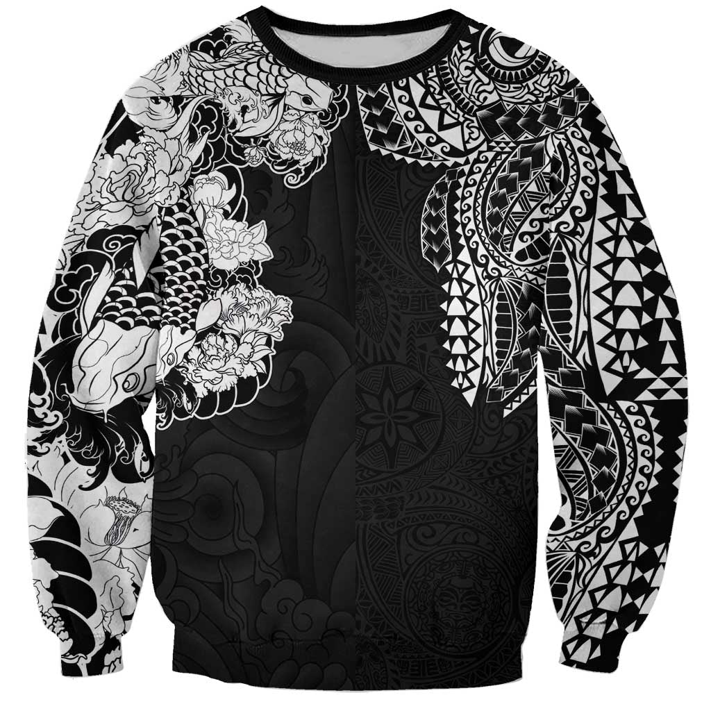 Japanese Irezumi and Hawaiian Polynesian Art Tattoo Sweatshirt Black Color - Wonder Print Shop