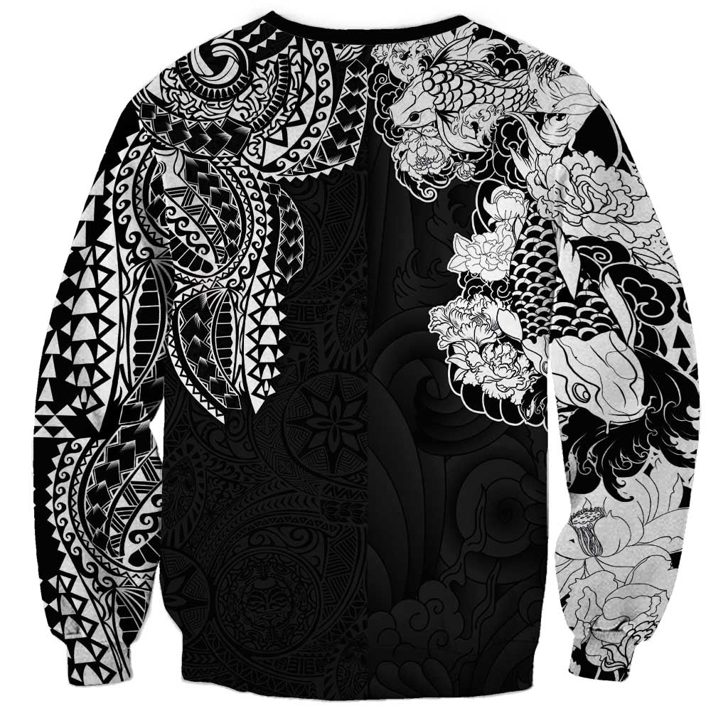 Japanese Irezumi and Hawaiian Polynesian Art Tattoo Sweatshirt Black Color - Wonder Print Shop