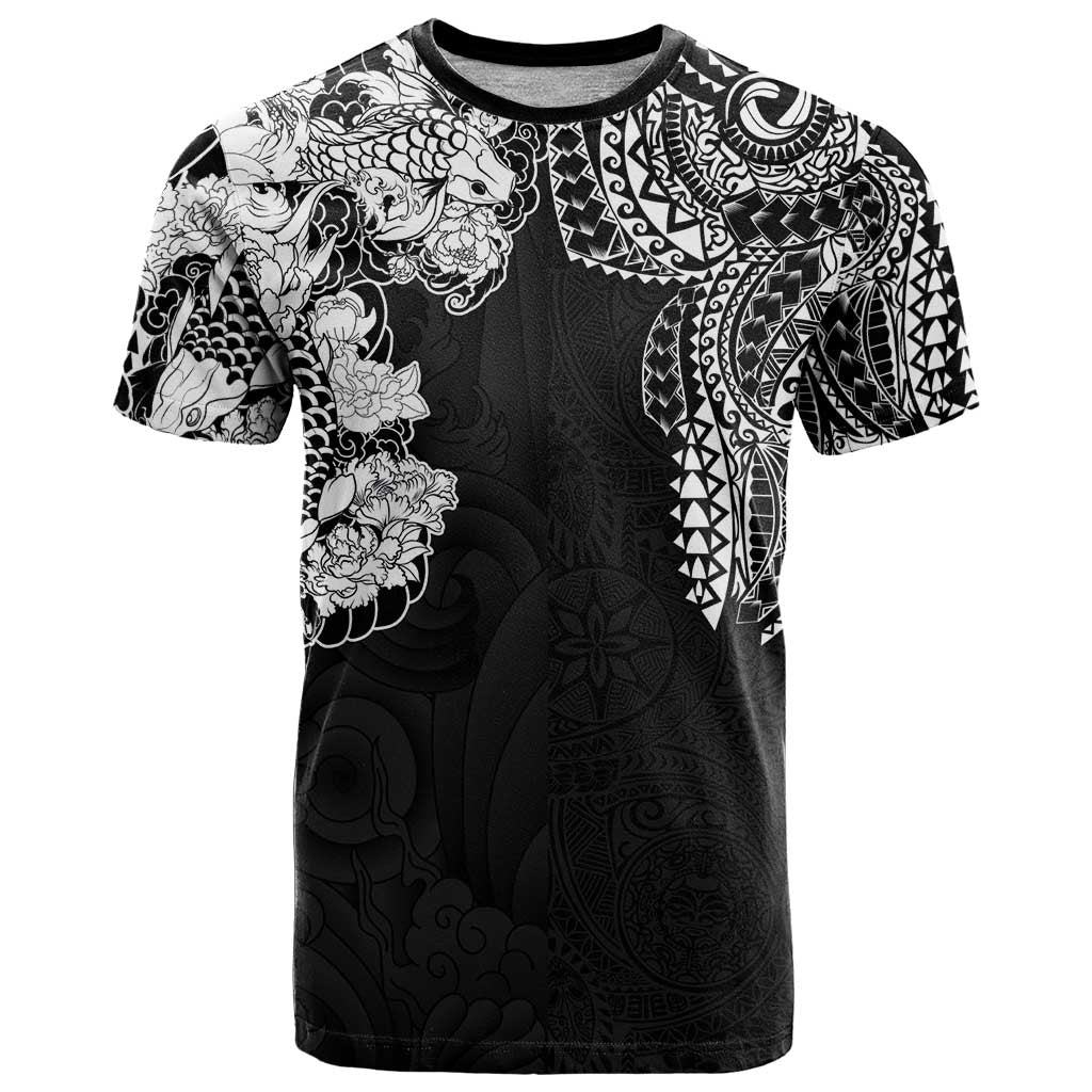 Japanese Irezumi and Hawaiian Polynesian Art Tattoo T Shirt Black Color - Wonder Print Shop