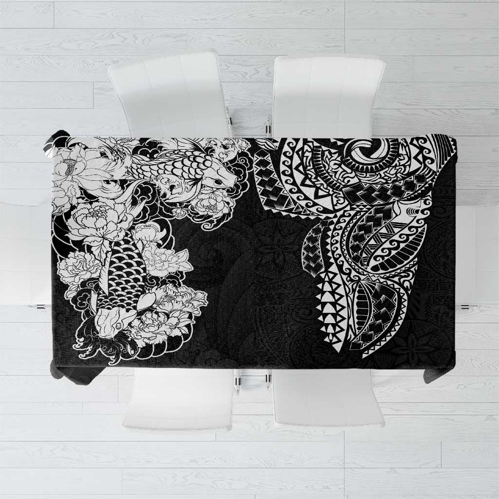 Japanese Irezumi and Hawaiian Polynesian Art Tattoo Tablecloth Black Color - Wonder Print Shop