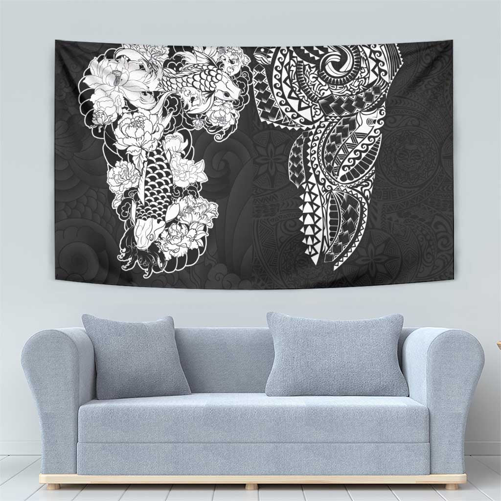 Japanese Irezumi and Hawaiian Polynesian Art Tattoo Tapestry Black Color - Wonder Print Shop