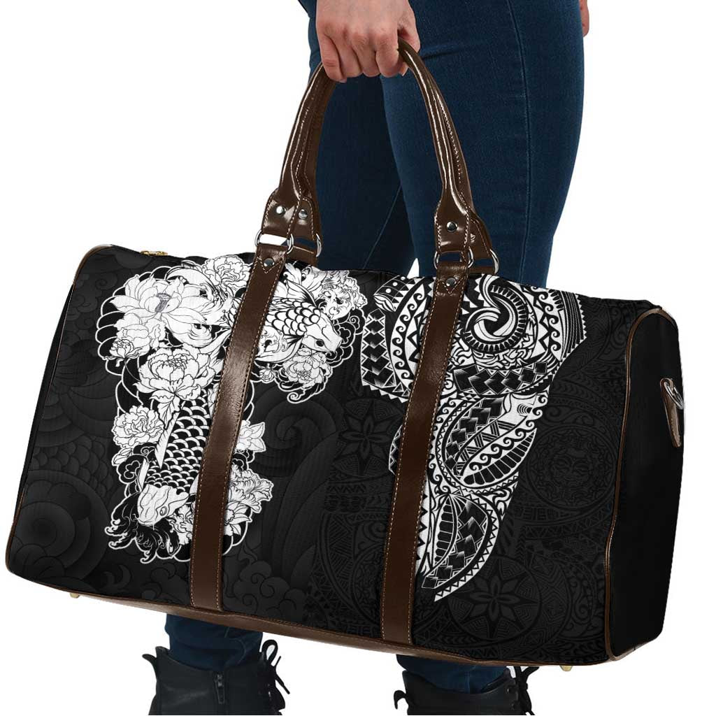 Japanese Irezumi and Hawaiian Polynesian Art Tattoo Travel Bag Black Color - Wonder Print Shop
