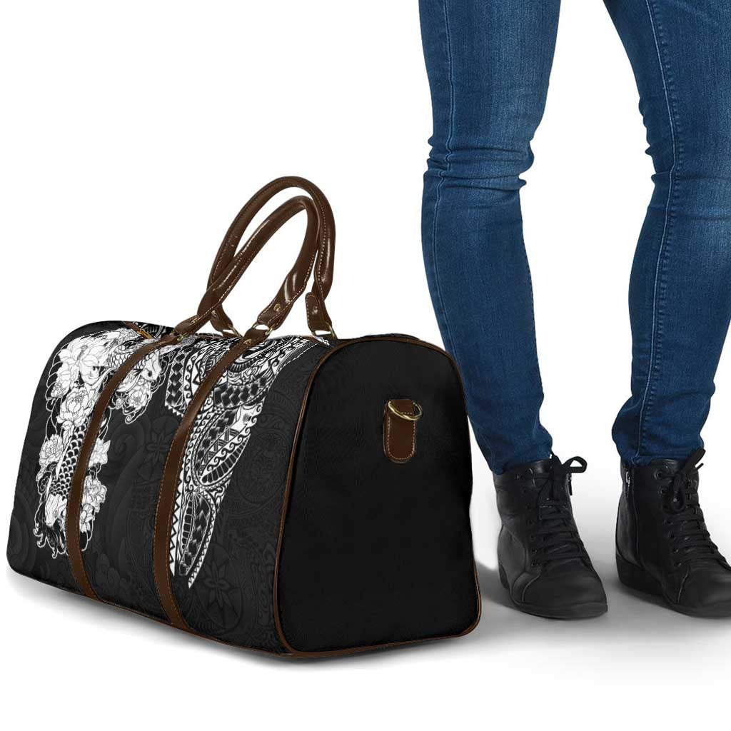 Japanese Irezumi and Hawaiian Polynesian Art Tattoo Travel Bag Black Color - Wonder Print Shop