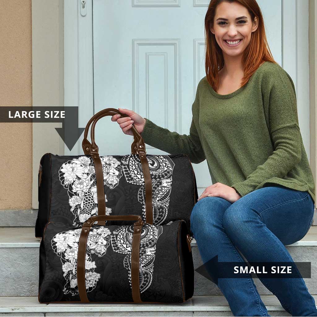 Japanese Irezumi and Hawaiian Polynesian Art Tattoo Travel Bag Black Color - Wonder Print Shop