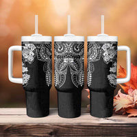 Japanese Irezumi and Hawaiian Polynesian Art Tattoo Tumbler With Handle Black Color - Wonder Print Shop