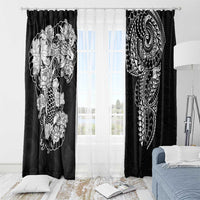 Japanese Irezumi and Hawaiian Polynesian Art Tattoo Window Curtain Black Color - Wonder Print Shop