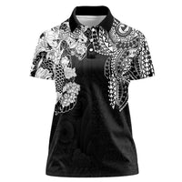 Japanese Irezumi and Hawaiian Polynesian Art Tattoo Women Polo Shirt Black Color - Wonder Print Shop