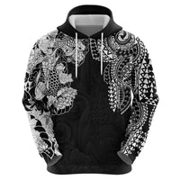 Japanese Irezumi and Hawaiian Polynesian Art Tattoo Zip Hoodie Black Color - Wonder Print Shop