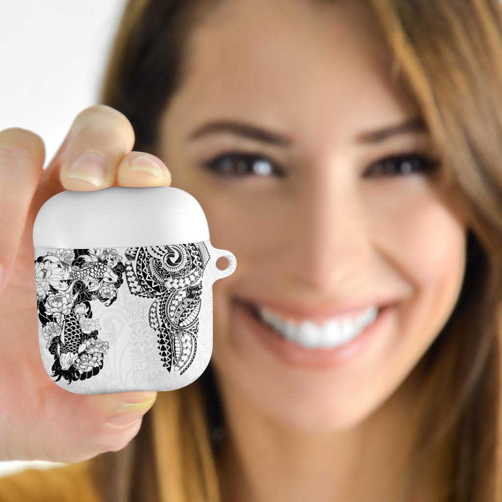 Japanese Irezumi and Hawaiian Polynesian Art Tattoo AirPods Case White Color - Wonder Print Shop