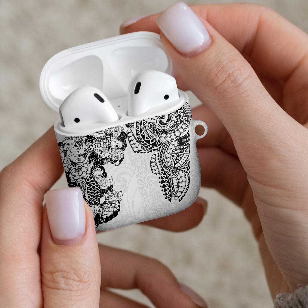 Japanese Irezumi and Hawaiian Polynesian Art Tattoo AirPods Case White Color - Wonder Print Shop