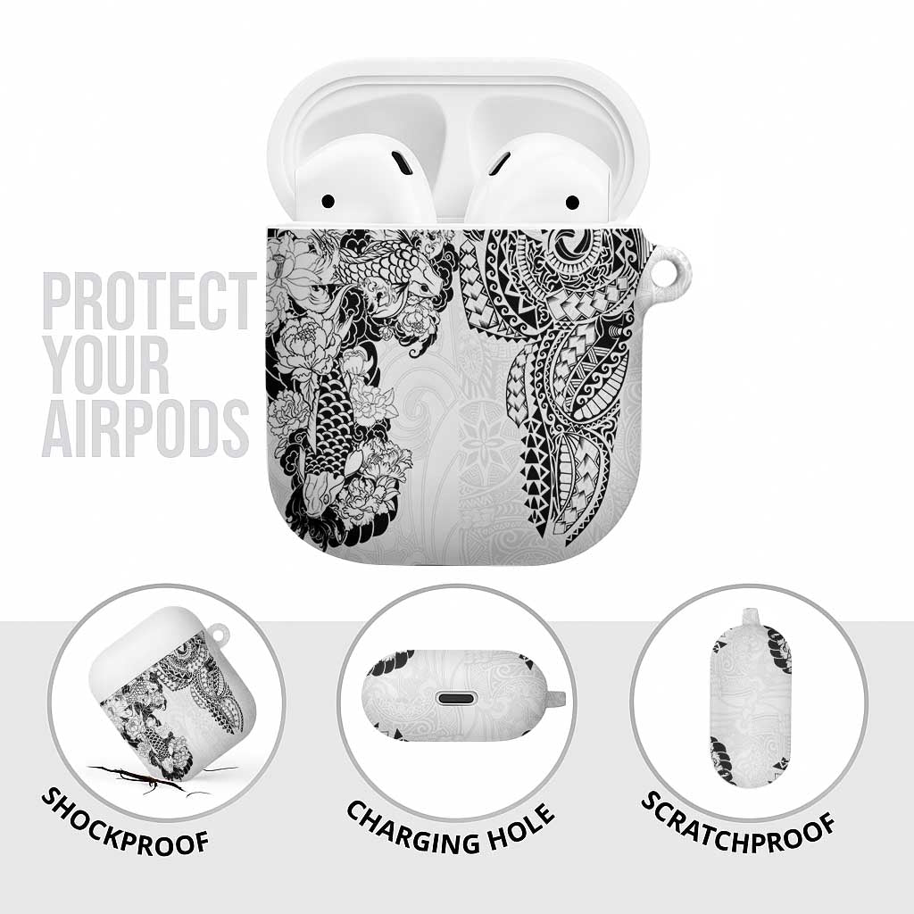Japanese Irezumi and Hawaiian Polynesian Art Tattoo AirPods Case White Color - Wonder Print Shop