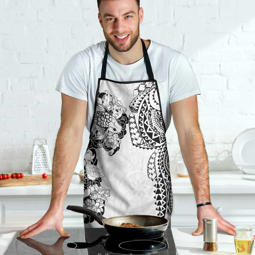 Japanese Irezumi and Hawaiian Polynesian Art Tattoo Apron White Color - Wonder Print Shop