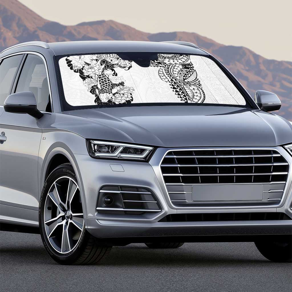 Japanese Irezumi and Hawaiian Polynesian Art Tattoo Auto Sun Shade White Color - Wonder Print Shop