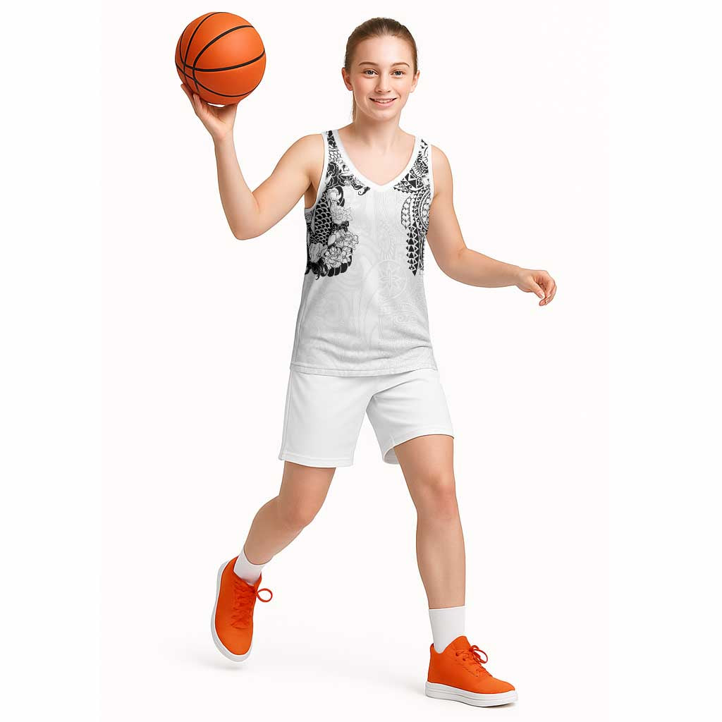 Japanese Irezumi and Hawaiian Polynesian Art Tattoo Basketball Jersey White Color - Wonder Print Shop