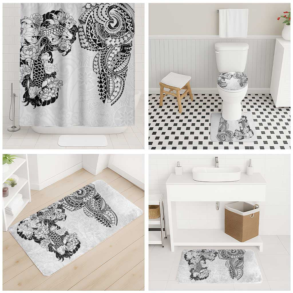 Japanese Irezumi and Hawaiian Polynesian Art Tattoo Bathroom Set White Color - Wonder Print Shop