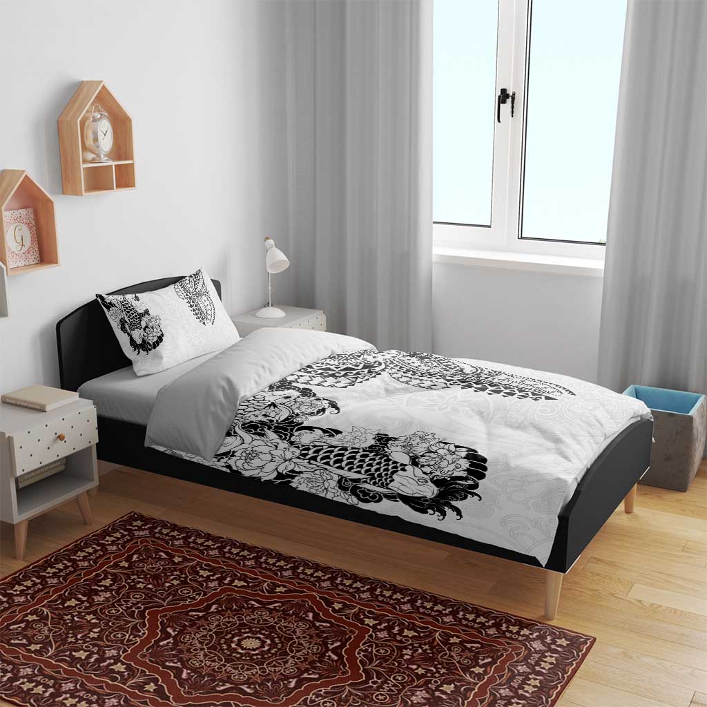 Japanese Irezumi and Hawaiian Polynesian Art Tattoo Bedding Set White Color - Wonder Print Shop