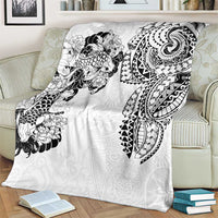 Japanese Irezumi and Hawaiian Polynesian Art Tattoo Blanket White Color - Wonder Print Shop