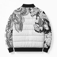 Japanese Irezumi and Hawaiian Polynesian Art Tattoo Bomber Puffer Jacket White Color - Wonder Print Shop