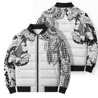 Japanese Irezumi and Hawaiian Polynesian Art Tattoo Bomber Puffer Jacket White Color - Wonder Print Shop