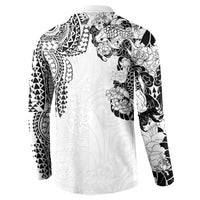 Japanese Irezumi and Hawaiian Polynesian Art Tattoo Button Sweatshirt White Color - Wonder Print Shop