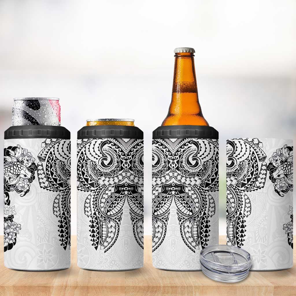 Japanese Irezumi and Hawaiian Polynesian Art Tattoo 4 in 1 Can Cooler Tumbler White Color - Wonder Print Shop