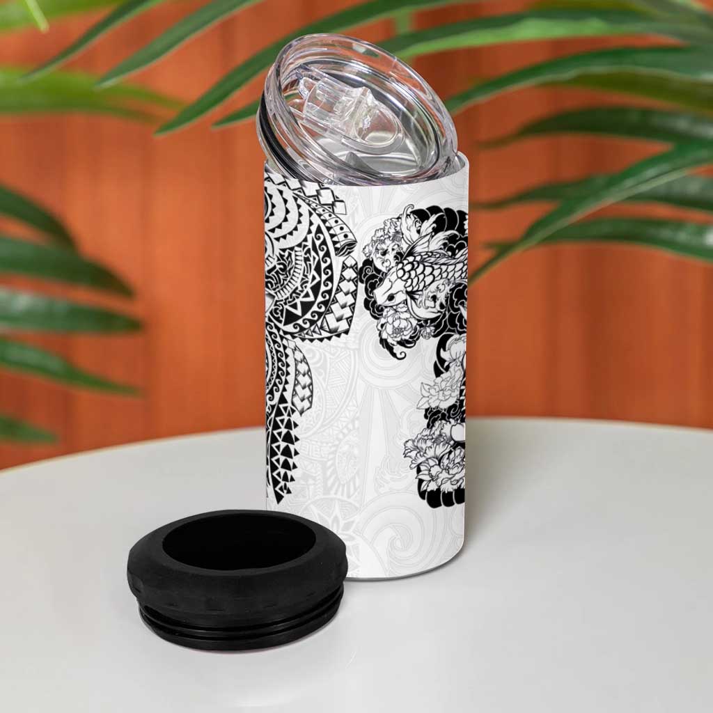 Japanese Irezumi and Hawaiian Polynesian Art Tattoo 4 in 1 Can Cooler Tumbler White Color - Wonder Print Shop