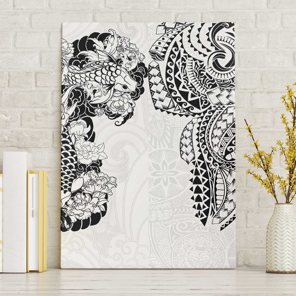 Japanese Irezumi and Hawaiian Polynesian Art Tattoo Canvas Wall Art White Color - Wonder Print Shop
