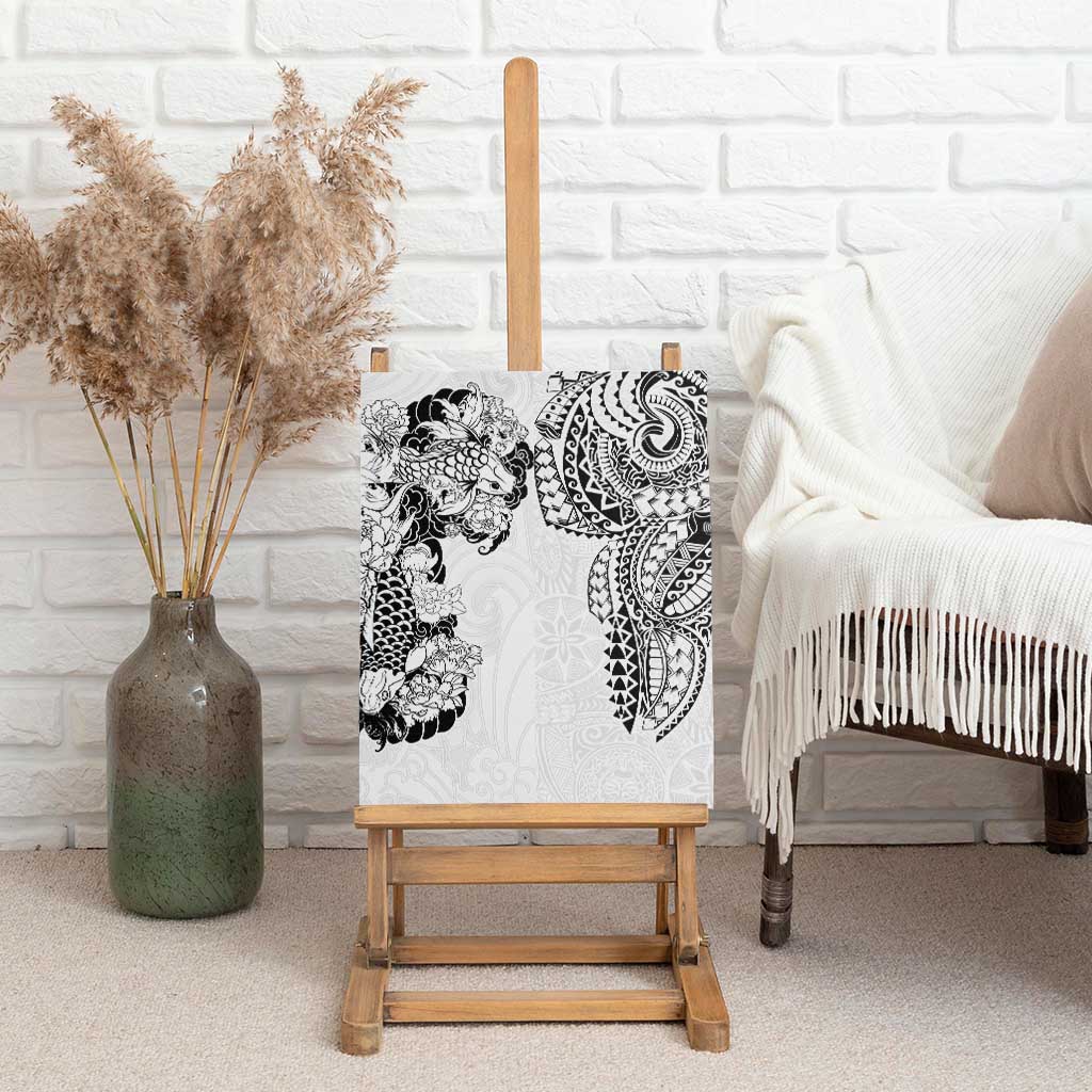 Japanese Irezumi and Hawaiian Polynesian Art Tattoo Canvas Wall Art White Color - Wonder Print Shop