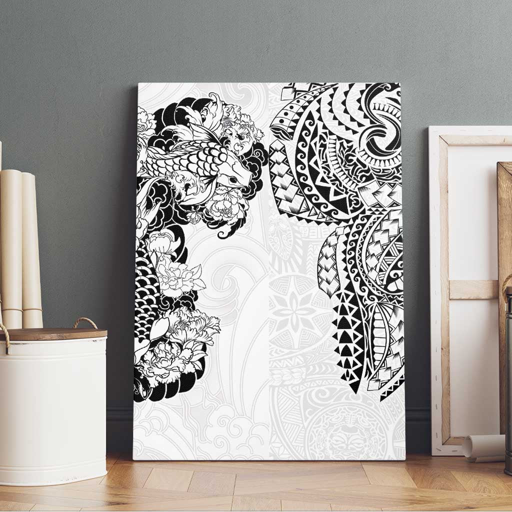 Japanese Irezumi and Hawaiian Polynesian Art Tattoo Canvas Wall Art White Color - Wonder Print Shop