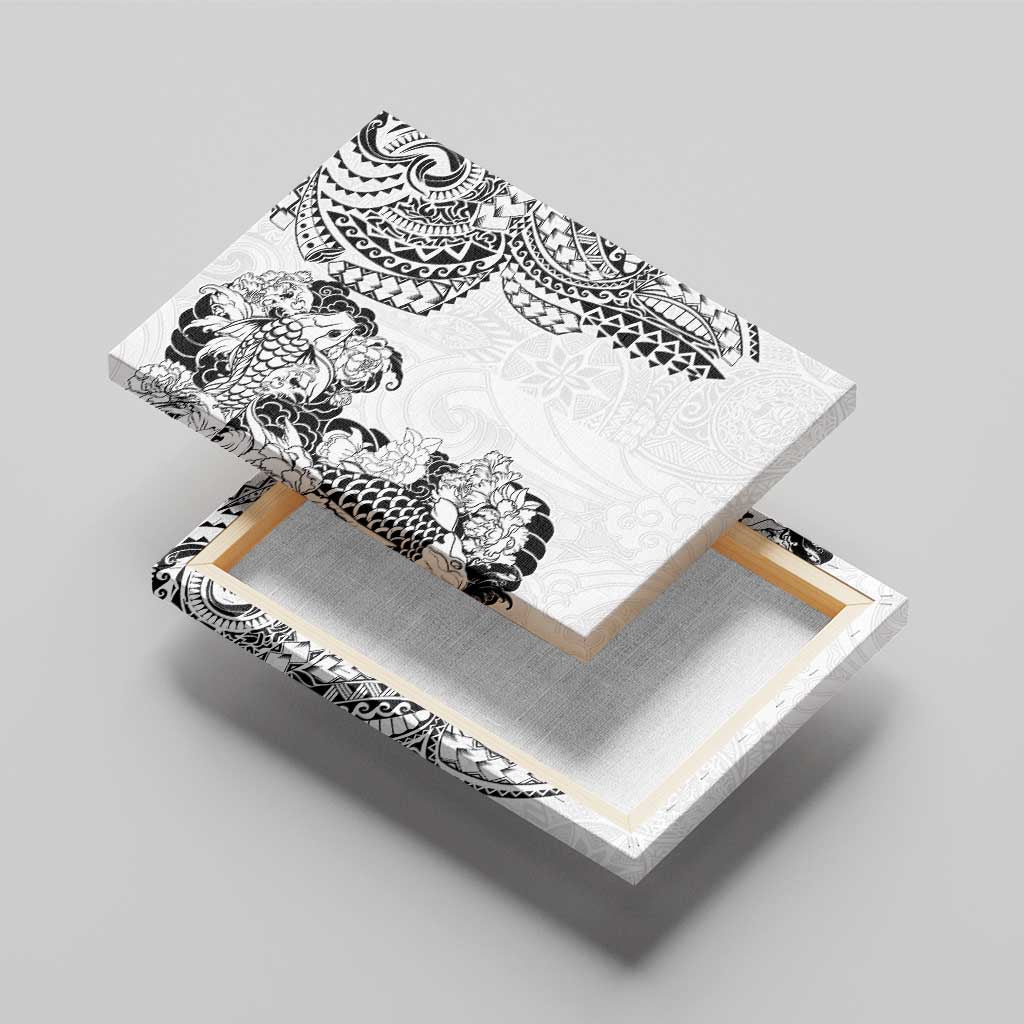 Japanese Irezumi and Hawaiian Polynesian Art Tattoo Canvas Wall Art White Color - Wonder Print Shop
