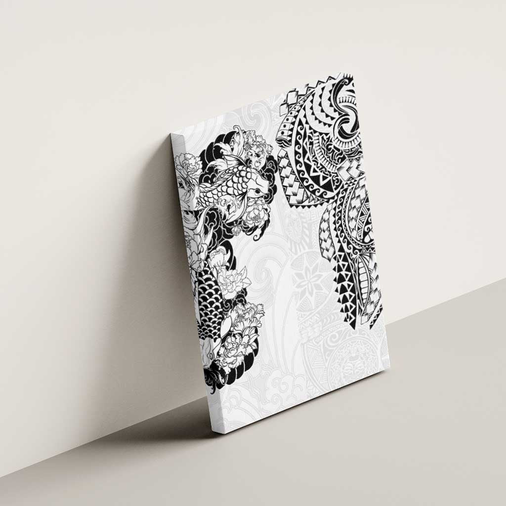 Japanese Irezumi and Hawaiian Polynesian Art Tattoo Canvas Wall Art White Color - Wonder Print Shop