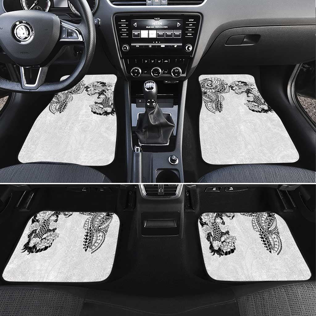 Japanese Irezumi and Hawaiian Polynesian Art Tattoo Car Mats White Color - Wonder Print Shop