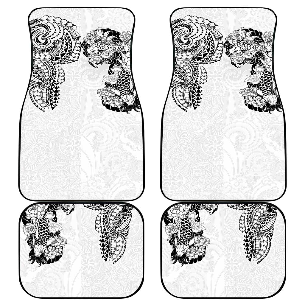 Japanese Irezumi and Hawaiian Polynesian Art Tattoo Car Mats White Color - Wonder Print Shop